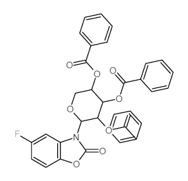 2-Benzoxazolinone,5-fluoro-3-b-D-ribopyranosyl-,2',3',4'-tribenzoate (8CI) Structure