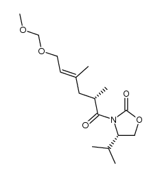 (S)-4-isopropyl-3-((S,E)-6-(methoxymethoxy)-2,4-dimethylhex-4-enoyl)oxazolidin-2-one结构式