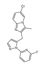 6-Chloro-2-[2-(6-fluoro-pyridin-2-yl)-2H-pyrazol-3-ylmethyl]-3-methyl-imidazo[1,2-a]pyridine结构式