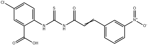 5-chloro-2-[[[[3-(3-nitrophenyl)-1-oxo-2-propenyl]amino]thioxomethyl]amino]-benzoic acid结构式
