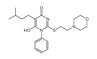 6-hydroxy-5-(3-methylbutyl)-2-(2-morpholin-4-ylethylsulfanyl)-1-phenylpyrimidin-4-one结构式