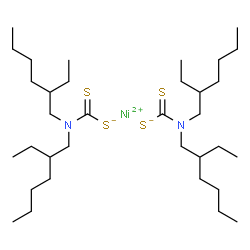 (bis(2-ethylhexyl)amino)methanedithioate, nickel(+2) cation structure