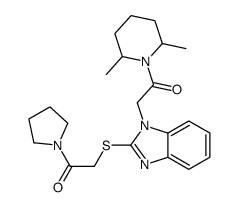 Piperidine, 2,6-dimethyl-1-[[2-[[2-oxo-2-(1-pyrrolidinyl)ethyl]thio]-1H-benzimidazol-1-yl]acetyl]- (9CI) picture