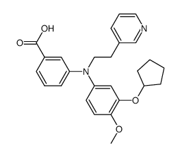 N-(3-cyclopentyloxy-4-methoxyphenyl)-N-(2-(3-pyridylethyl))-3-aminobenzoic acid结构式