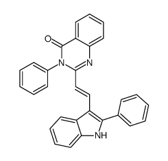 3-phenyl-2-[(E)-2-(2-phenyl-1H-indol-3-yl)ethenyl]quinazolin-4-one结构式