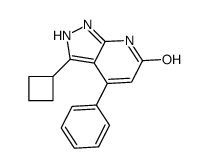 3-cyclobutyl-4-phenyl-1,2-dihydropyrazolo[3,4-b]pyridin-6-one Structure