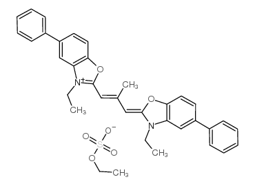 5-phenyl-3-ethyl-2-(2-methyl-3-(5-phenyl-3-ethyl-2,3-dihydro-benzoxazol-2-ylidene)-1-propenyl)-benzoxazolium ethylsulfate Structure