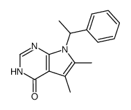 5,6-Dimethyl-7-(DL-1-phenylethyl)-7H-pyrrolo[2,3-d]pyrimidin-4(3H)-on结构式