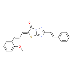(5Z)-5-[(2E)-3-(2-methoxyphenyl)prop-2-en-1-ylidene]-2-[(E)-2-phenylethenyl][1,3]thiazolo[3,2-b][1,2,4]triazol-6(5H)-one structure