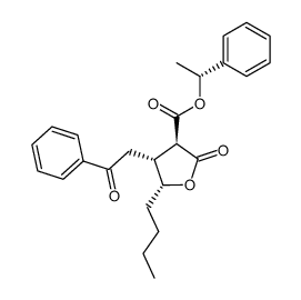 (R)-1-phenylethyl (3S,4R,5R)-2-oxo-4-(2-oxo-2-phenylethyl)-5-butyltetrahydrofuran-3-carboxylate结构式