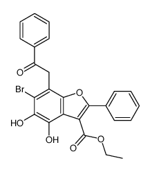 2-Phenyl-3-ethoxycarbonyl-4,5-dihydroxy-6-bromo-7-phenacylbenzofuran Structure