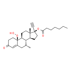 10-hydroperoxy-7-methylnorethindrone 17-heptanoate structure