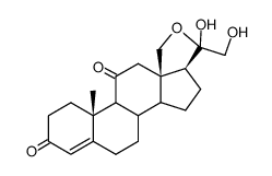 dl-3,11,20-Trioxo-18,21-dihydroxy-pregn-4-en-(20->18)-cyclohemiketal结构式