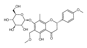 (2)-7-β-glucosyloxy-5-hydroxy-4'-methoxy-6-methoxymethyl-8-methylflavanone结构式