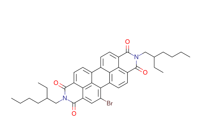 5-溴-2,9-双(2-乙基己基)蒽并[2,1,9-def:6,5,10-d'e'f']二异喹啉-1,3,8,10(2H,9H)-四酮结构式