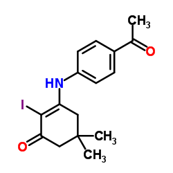 3-[(4-Acetylphenyl)amino]-2-iodo-5,5-dimethyl-2-cyclohexen-1-one Structure