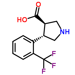 (3R,4S)-4-[2-(Trifluoromethyl)phenyl]-3-pyrrolidinecarboxylic acid结构式
