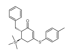 (5R,6R)-6-benzyl-3-(p-tolylthio)-5-(trimethylsilyl)cyclohex-2-enone结构式