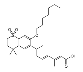 (2E,4E,6E)-7-(7-heptoxy-4,4-dimethyl-1,1-dioxo-2,3-dihydrothiochromen-6-yl)-3-methylocta-2,4,6-trienoic acid Structure
