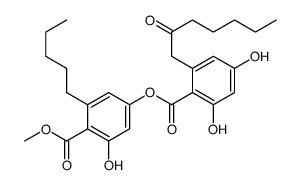 2,4-Dihydroxy-6-(2-oxoheptyl)benzoic acid 3-hydroxy-4-(methoxycarbonyl)-5-pentylphenyl ester结构式