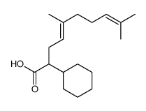 (4E)-2-cyclohexyl-5,9-dimethyl-deca-4,8-dienoic acid structure