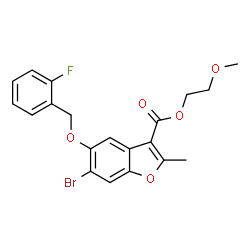 2-methoxyethyl 6-bromo-5-((2-fluorobenzyl)oxy)-2-methylbenzofuran-3-carboxylate structure