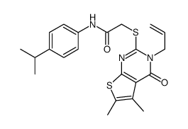 2-(5,6-dimethyl-4-oxo-3-prop-2-enylthieno[2,3-d]pyrimidin-2-yl)sulfanyl-N-(4-propan-2-ylphenyl)acetamide结构式