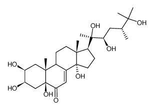 (22R,24R)-2β,3β,5,14,20,22,25-Heptahydroxy-5β-ergost-7-en-6-one结构式