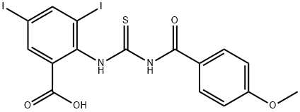 3,5-diiodo-2-[[[(4-methoxybenzoyl)amino]thioxomethyl]amino]-benzoic acid结构式