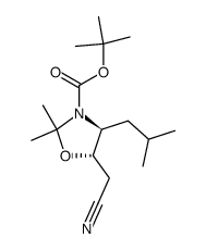 (4S,5S)-3-(tert-butoxycarbonyl)-5-cyanomethyl-4-isobutyl-2,2-dimethyl-1,3-oxazolidine结构式