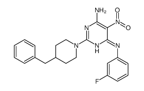 2-(4-benzylpiperidin-1-yl)-4-N-(3-fluorophenyl)-5-nitropyrimidine-4,6-diamine结构式