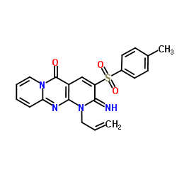 1-Allyl-2-imino-3-[(4-methylphenyl)sulfonyl]-1,2-dihydro-5H-dipyrido[1,2-a:2',3'-d]pyrimidin-5-one结构式