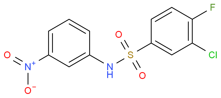 3-chloro-4-fluoro-N-(3-nitrophenyl)benzenesulfonamide结构式