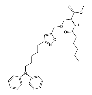 (2S)-3-((3-((5-carbazol-9-yl)pentyl)isoxazol-5-yl)methoxy)-2-hexanoylaminopropionic acid methyl ester Structure