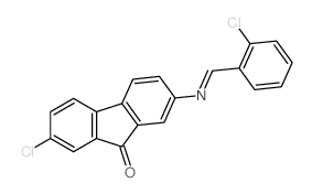 7-chloro-2-[(2-chlorophenyl)methylideneamino]fluoren-9-one结构式