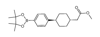 2-(反式-4-(4-(4,4,5,5-四甲基-1,3,2-二氧杂硼杂环戊烷-2-基)苯基)环己基)乙酸甲酯结构式
