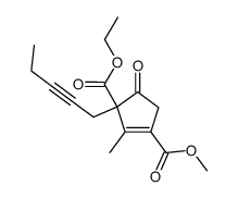 2-Ethoxycarbonyl-4-methoxycarbonyl-3-methyl-2-(2-pentynyl)-3-cyclopentenone Structure