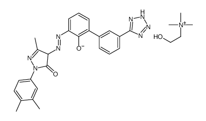 2-[[1-(3,4-dimethylphenyl)-3-methyl-5-oxo-4H-pyrazol-4-yl]diazenyl]-6-[3-(2H-tetrazol-5-yl)phenyl]phenolate,2-hydroxyethyl(trimethyl)azanium Structure