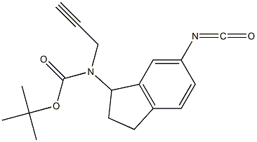 tert-butyl 2,3-dihydro-5-isocyanato-1H-inden-3-ylprop-2-ynylcarbamate Structure