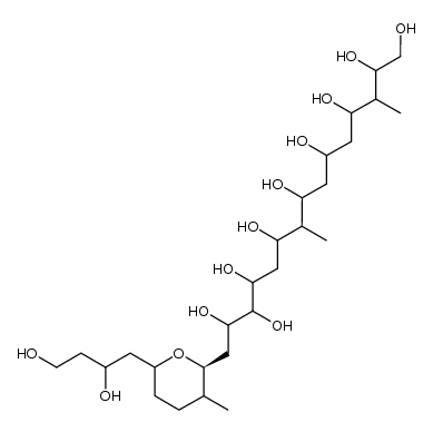 15-((2S)-6-(2,4-dihydroxybutyl)-3-methyltetrahydro-2H-pyran-2-yl)-3,9-dimethylpentadecane-1,2,4,6,8,10,12,13,14-nonaol Structure