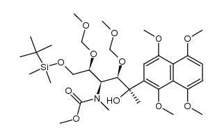 (2R,3R,4S,5S)-(-)-6-(tert-butyldimethylsilyloxy)-4-(N-methoxycarbonyl-N-methylamino)-3,5-bis(methoxymethyloxy)-2-(1,4,5,8-tetramethoxy-2-naphthalenyl)-2-hexanol结构式