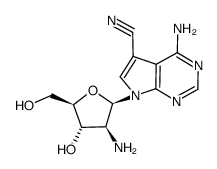 4-amino-5-cyano-7-(2-deoxy-2-amino-β-D-arabinofuranosyl)pyrrolo<2,3-d>pyrimidine Structure