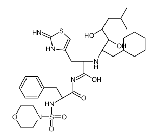 N-[(2S)-3-(2-Amino-1,3-thiazol-4-yl)-2-{[(2S,3R,4S)-1-cyclohexyl- 3,4-dihydroxy-6-methyl-2-heptanyl]amino}propanoyl]-Nα-(4-morpholi nylsulfonyl)-L-phenylalaninamide结构式