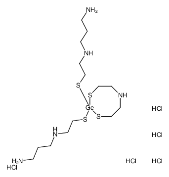N'-[2-[[2-[2-(3-aminopropylamino)ethylsulfanyl]-1,3,6,2-dithiazagermocan-2-yl]sulfanyl]ethyl]propane-1,3-diamine,pentahydrochloride Structure