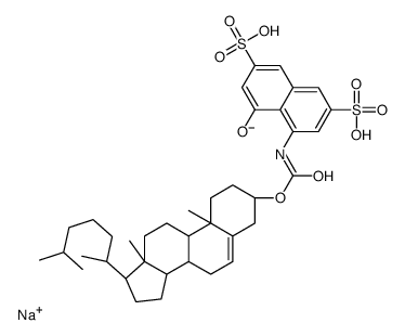 4-(((3-cholesteryloxy)carbonyl)amino)-5-hydroxy-2,7-naphthalenedisulfonic acid structure