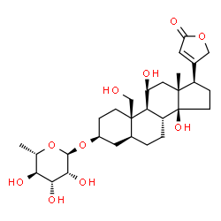 3β-[(6-Deoxy-α-L-mannopyranosyl)oxy]-11β,14,19-trihydroxy-5α-card-20(22)-enolide Structure