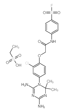 Benzenesulfonyl fluoride, 4-[[[2-chloro-4- (4,6-diamino-2, 2-dimethyl-1,3,5-triazin-1(2H)-yl)phenoxy]acetyl]amino]-, monoethanesulfonate structure