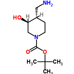 3S,4s-4-氨基甲基-3-羟基哌啶-1-羧酸叔丁酯结构式