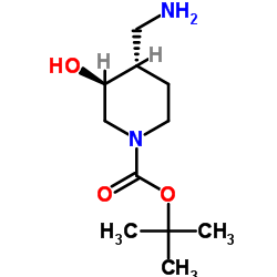 3S,4S-4-aminomethyl-3-hydroxy-piperidine-1-carboxylic acid tert-butyl ester Structure