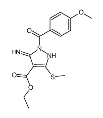 1-(p-Anisoyl)-5-imino-3-methylthio-Δ3-pyrazolin-4-carbonsaeure-ethylester结构式